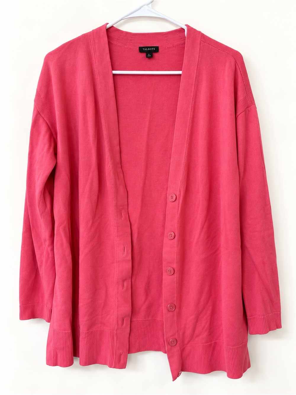 Talbots Coral Pink Button-Front Cardigan